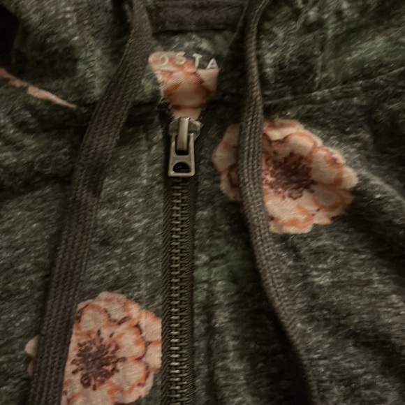 aero grey floral zip up hooded sweatshirt - Picture 3 of 4